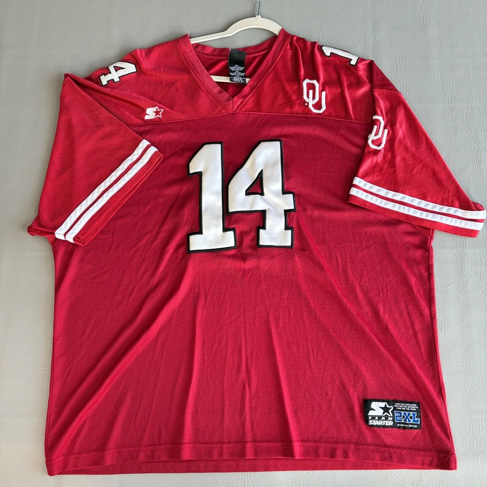 Starter Oklahoma Sooners Sam Bradford 14 Football Jersey Crimson Men's 2XL